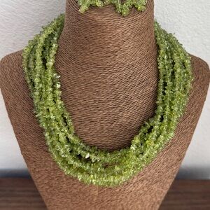 Jay King DTR Multi Strand Peridot and Sterling Silver Necklace and Earring Set